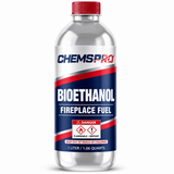 CHEMSPRO Bioethanol Fireplace Fuel 1-liter bottle with red screw cap on white background